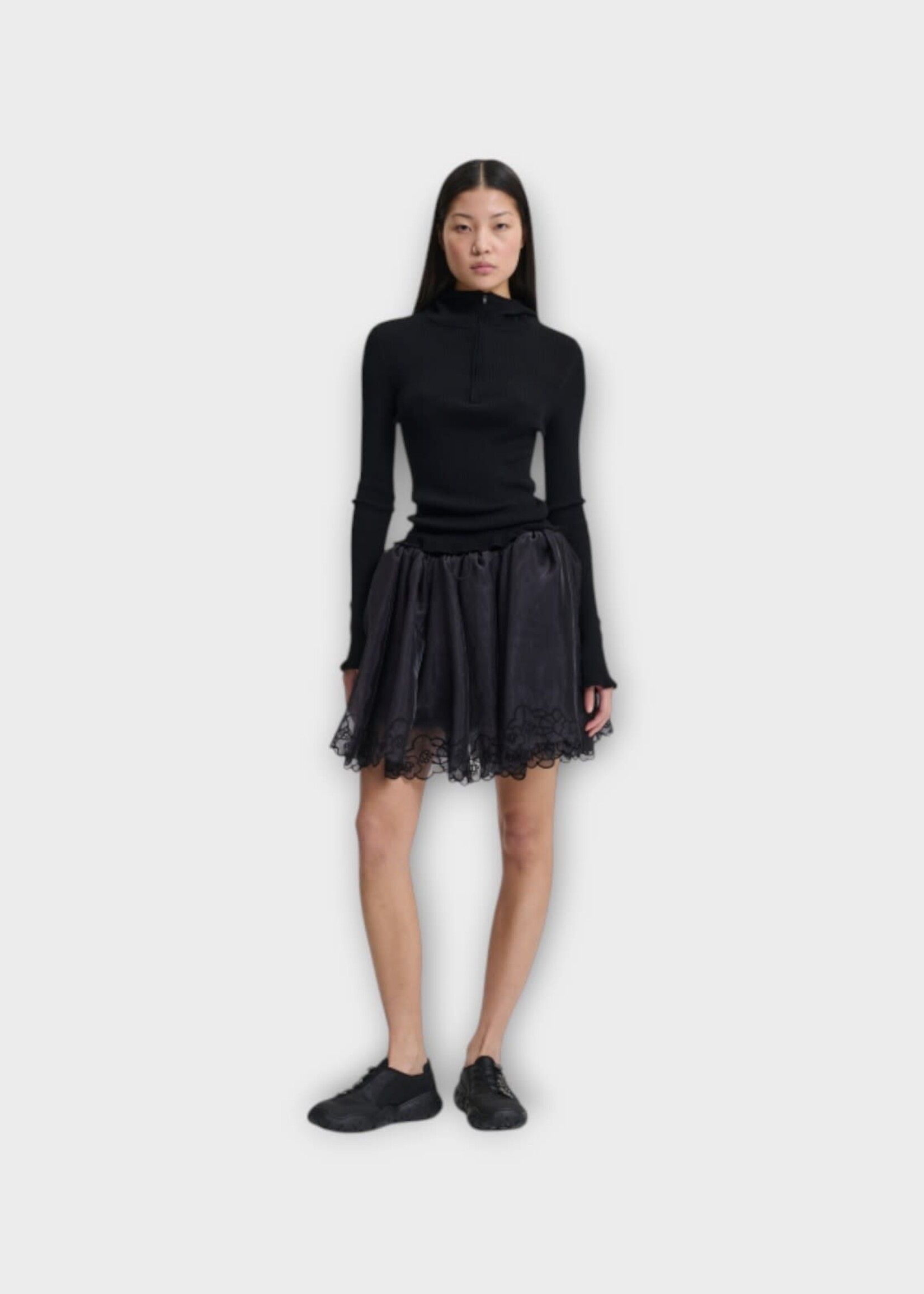 Cecilie Bahnsen Cecilie Bahnsen Skirt, Black, Bibiana Elastic Drawstring Waist Liquid Myrtia Skirt