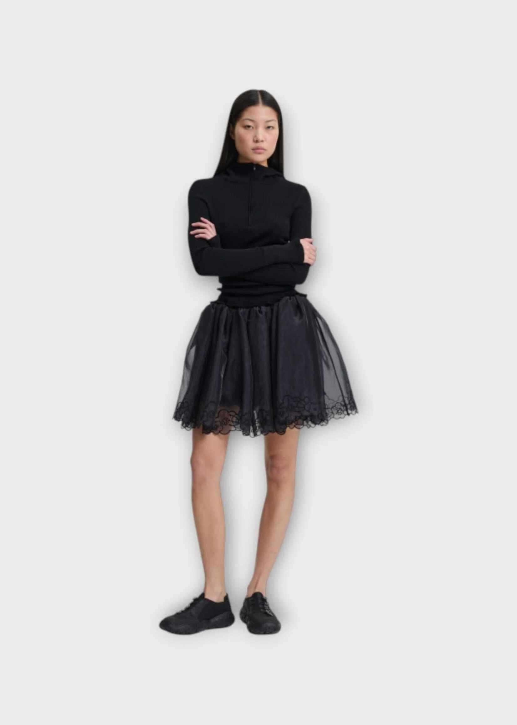 Cecilie Bahnsen Cecilie Bahnsen Skirt, Black, Bibiana Elastic Drawstring Waist Liquid Myrtia Skirt