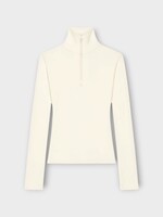 Courreges Courreges Knitwear, White, Turtle Neck Zipped Mockneck Sweater In Heritage White