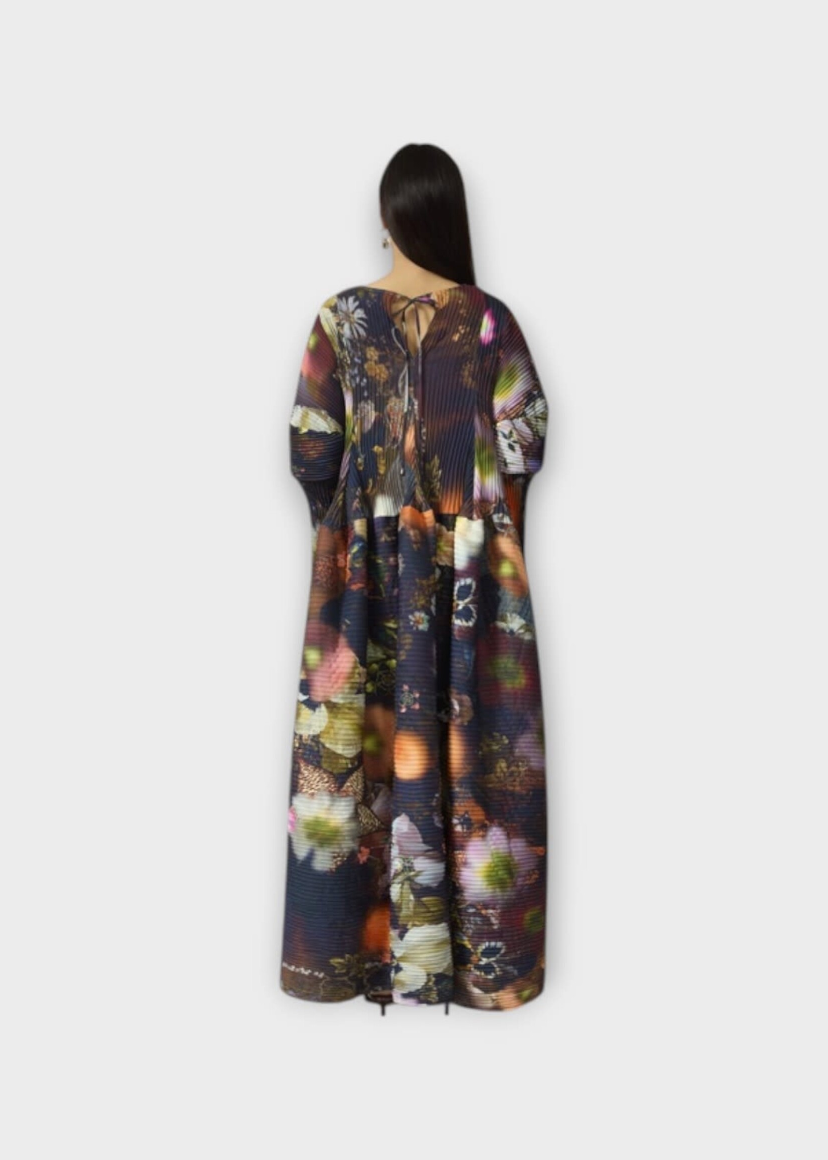 Julia Heuer Julia Heuer Dress, Print, Phoebe Hand Pleated Long Sleeve Long Dress In Nola Print