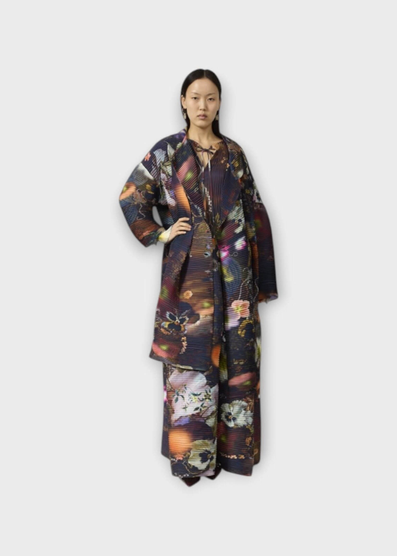 Julia Heuer Julia Heuer Dress, Print, Phoebe Hand Pleated Long Sleeve Long Dress In Nola Print