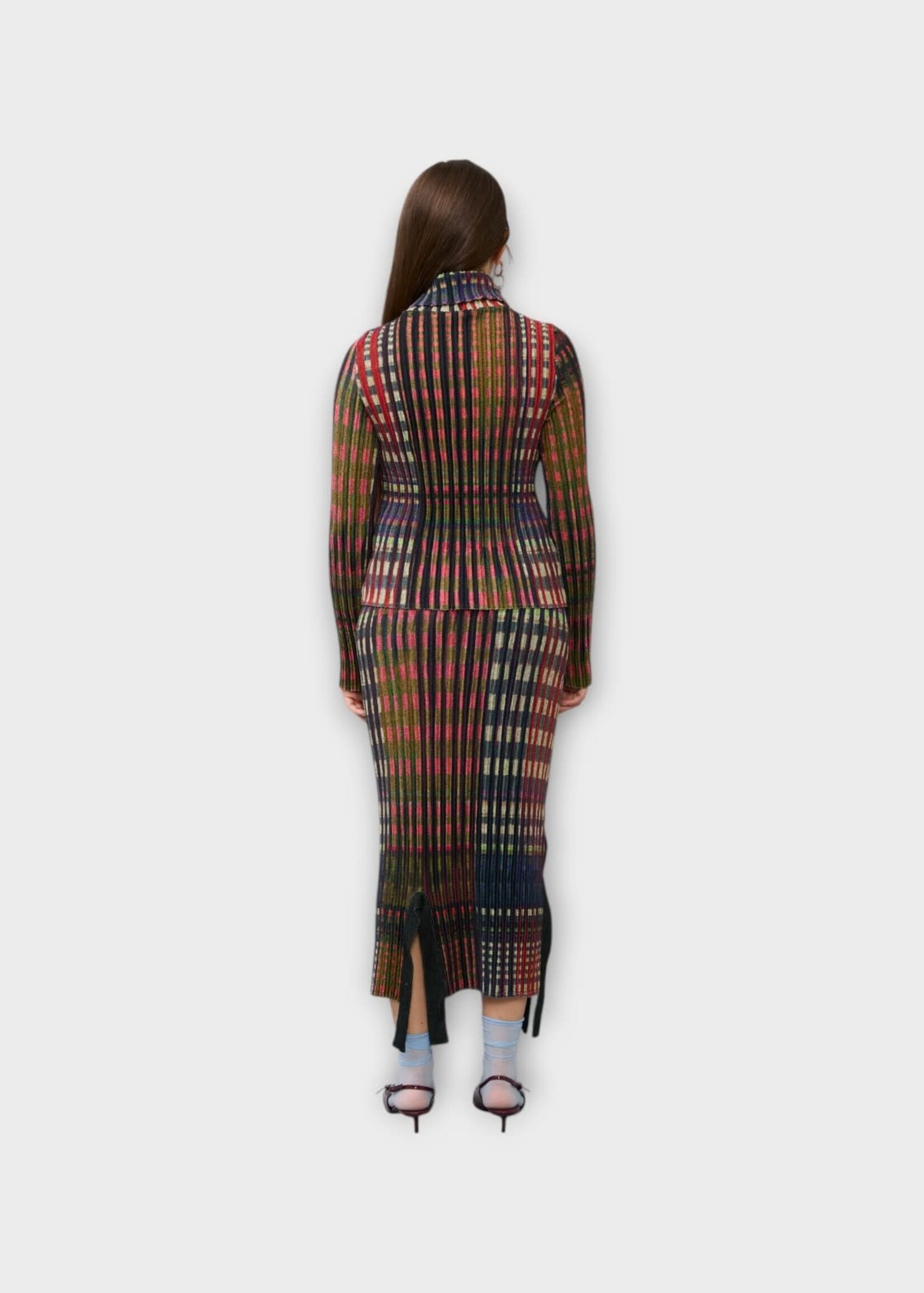 Julia Heuer Julia Heuer Knitwear, Multi, Ru Turtle Neck Pleated Knit Pullover In Joni