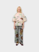 Julia Heuer Julia Heuer Top, Print, Robin Hand Pleated Oversized Short Sleeve Top In Edward