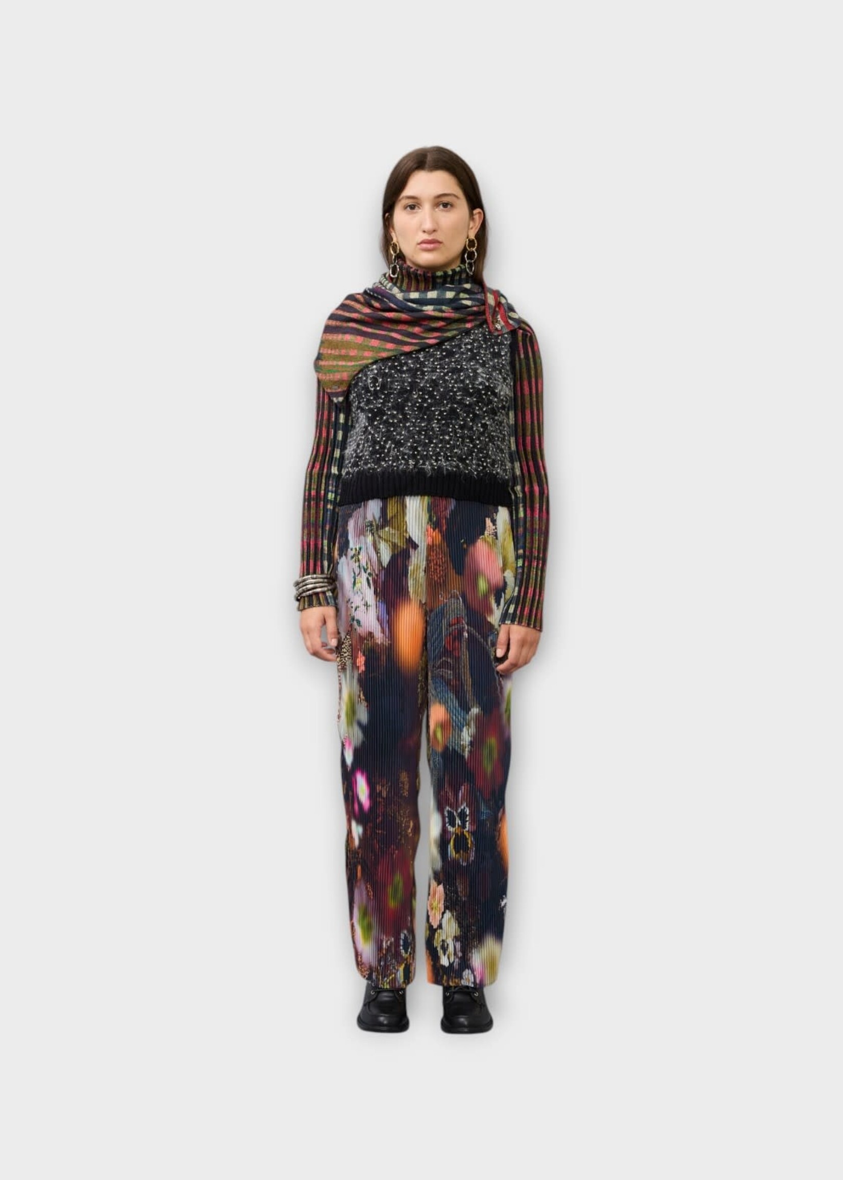 Julia Heuer Julia Heuer Trousers, Print, Jack Hand Pleated Elastic Waist Pants In Nola