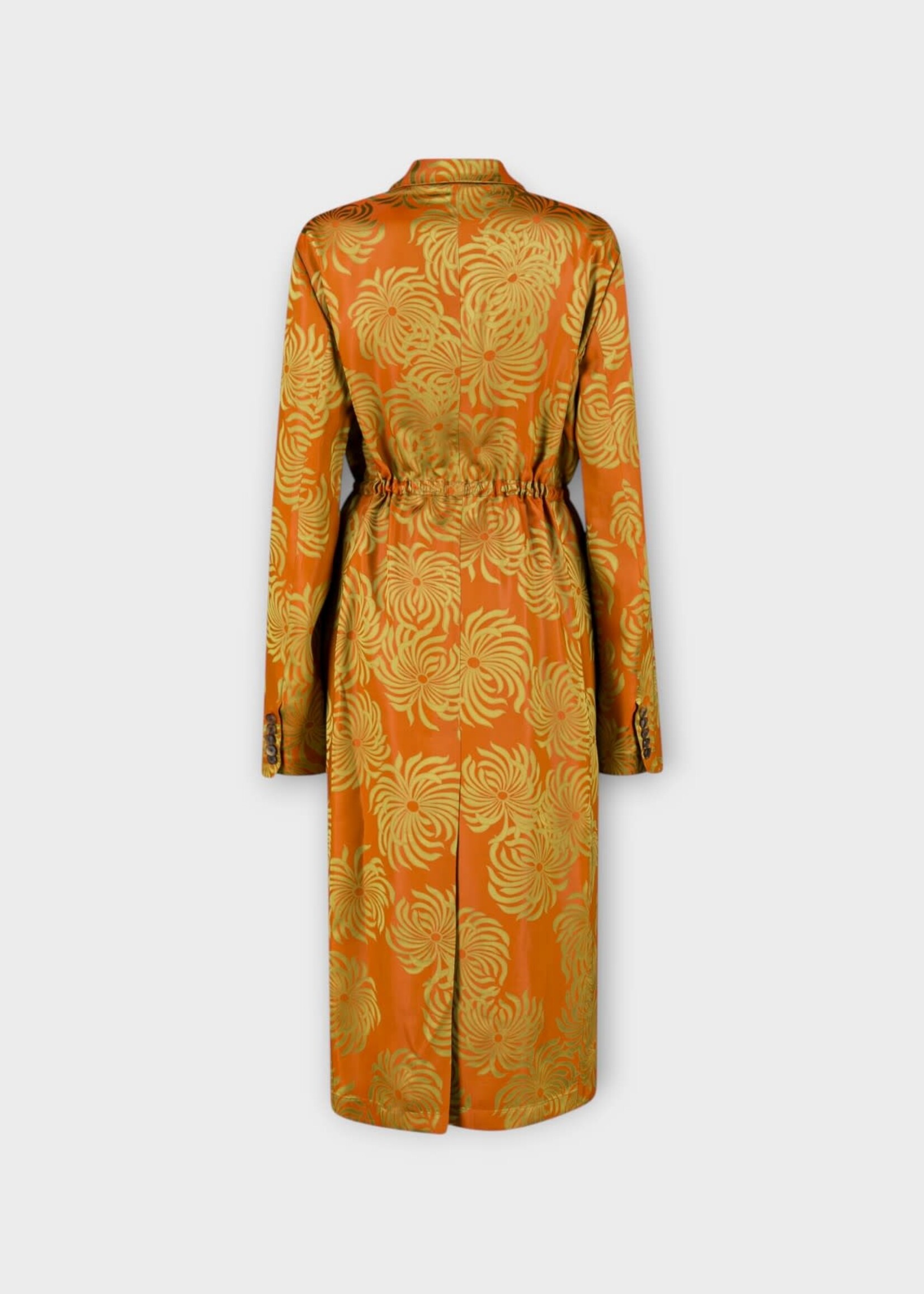 Dries Van Noten Dries Van Noten Coat, Orange, Rastino Collared Long Kimono Coat w/ Drawstring #22