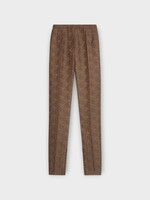Dries Van Noten Dries Van Noten Trousers, Green, Pandoris Jacquard Fitted Pants In Bottle Brown w/ Pleats & Swirl Motiv