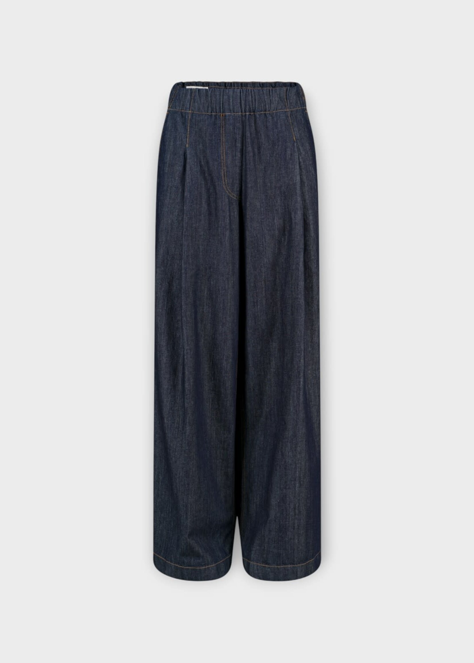 Dries Van Noten Dries Van Noten Trousers, Blue, Pila Elastic Waist Wide Leg Jeans In Indigo