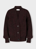 Dries Van Noten Dries Van Noten Knitwear, Multi, Tegina V-Neck Button Up Cardigan In Wine Dark Red