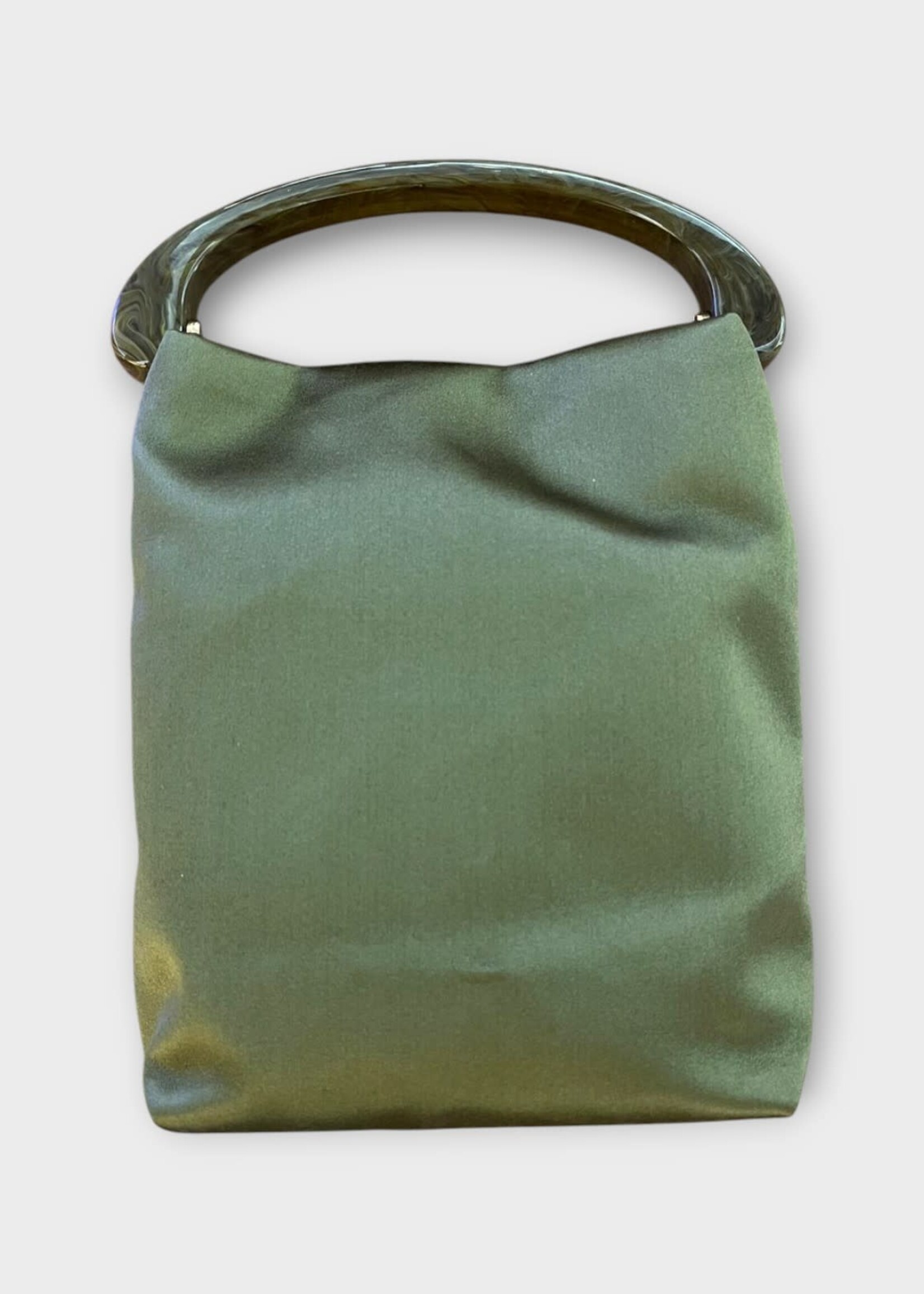 Dries Van Noten Dries Van Noten Bag, Green, Crisp Satin Top Handle Bag w/ Shoulder Strap