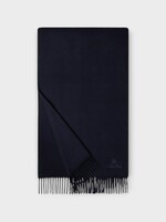 Loro Piana Loro Piana Scarf, Navy, Grande Unita Scarf Cashmere Fringed Scarf In Blue Navy w/ Logo Embroidery