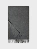 Loro Piana Loro Piana Scarf, Grey, Grande Unita Scarf Cashmere Fringed Scarf In Grey Melange w/ Logo Embroidery