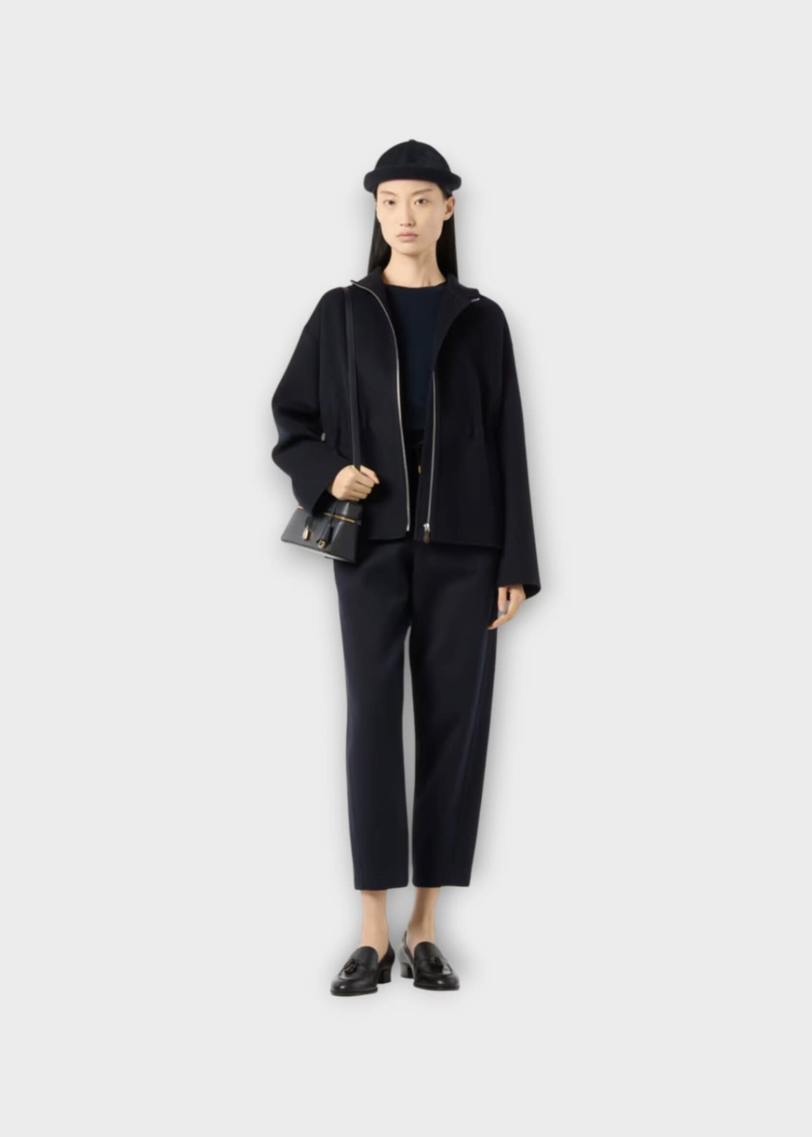 Loro Piana Loro Piana Jacket, Navy, Andik Cashmere High Neck Zipped Caban in Navy Blue