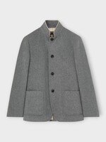Loro Piana Loro Piana Jacket, Grey, Spagna Cashmere Storm System Buttoned Jacket In Grey Melange w/ Patch Pockets