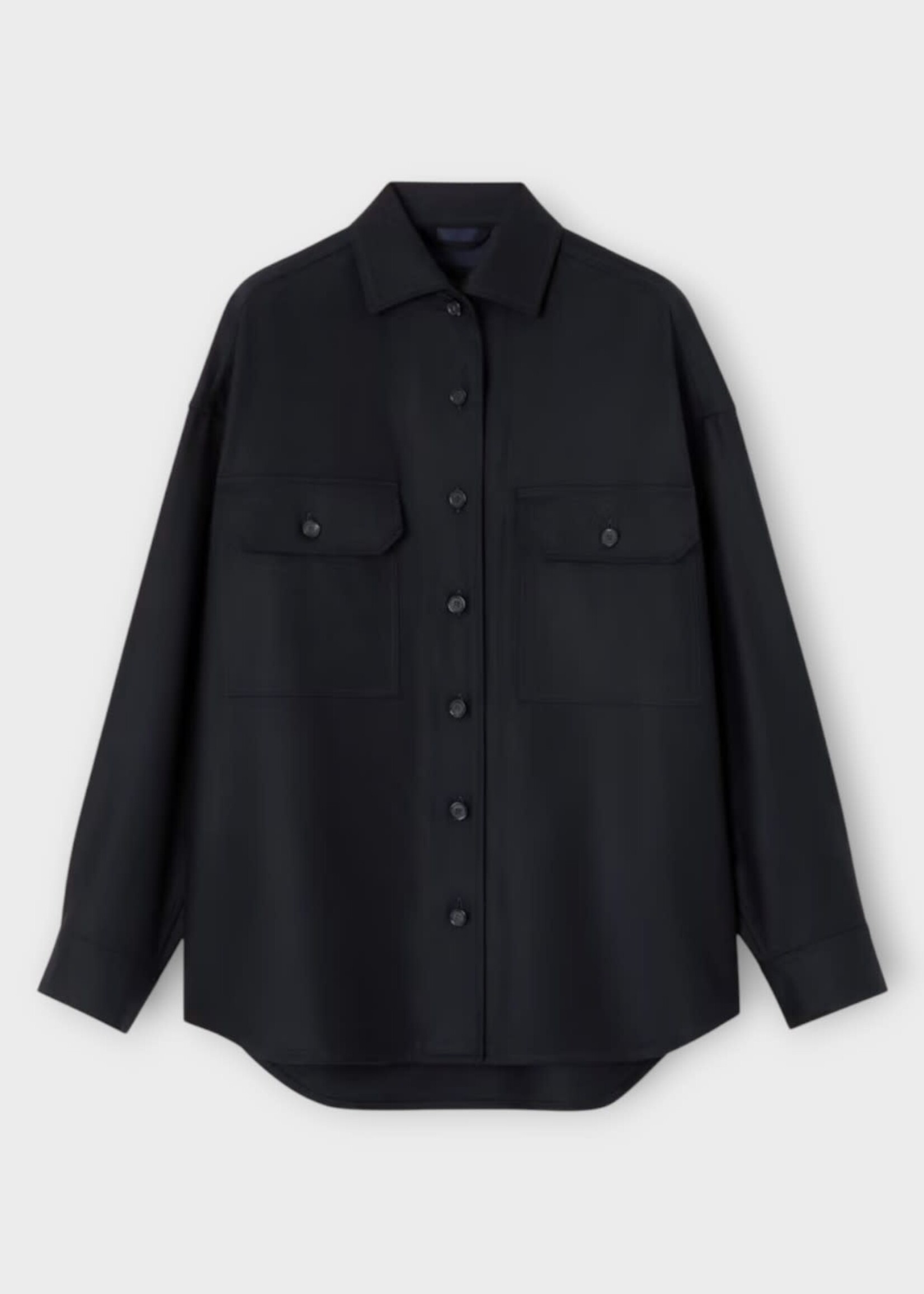 Loro Piana Loro Piana Jacket, Blue, Darby Wool & Cashmere Buttoned Overshirt in Royal Blue Melange w/ Chest Pockets