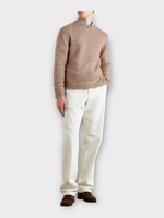 Massimo Alba Massimo Alba Knitwear, Brown, Ethan Silk Mohair Crew Neck Sweater in Terra