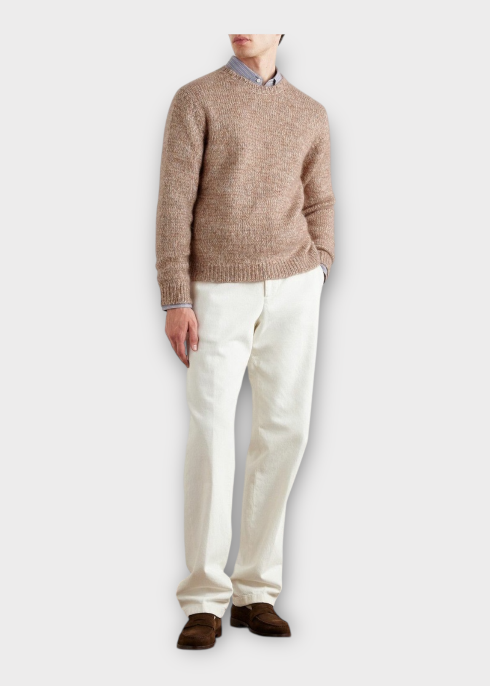 Massimo Alba Massimo Alba Knitwear, Brown, Ethan Silk Mohair Crew Neck Sweater in Terra