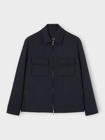 Loro Piana Loro Piana Shirt, Navy, Pray Wool Storm System Collared Zipped Jacket in Blue Navy w/ Chest Pockets