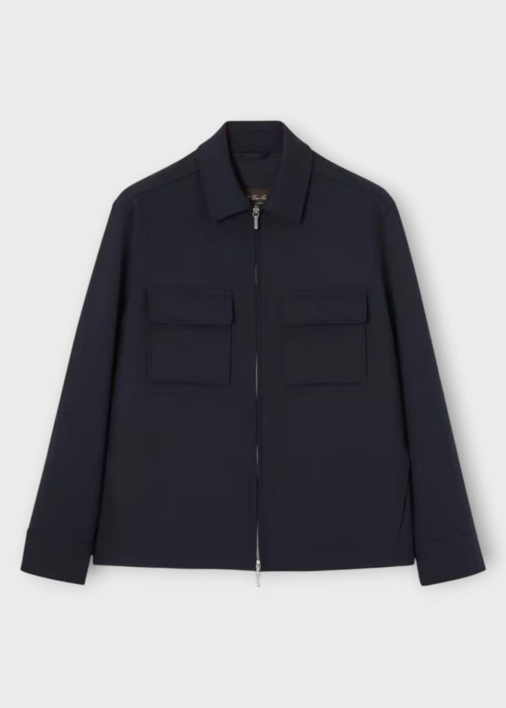 Loro Piana Loro Piana Shirt, Navy, Pray Wool Storm System Collared Zipped Jacket in Blue Navy w/ Chest Pockets