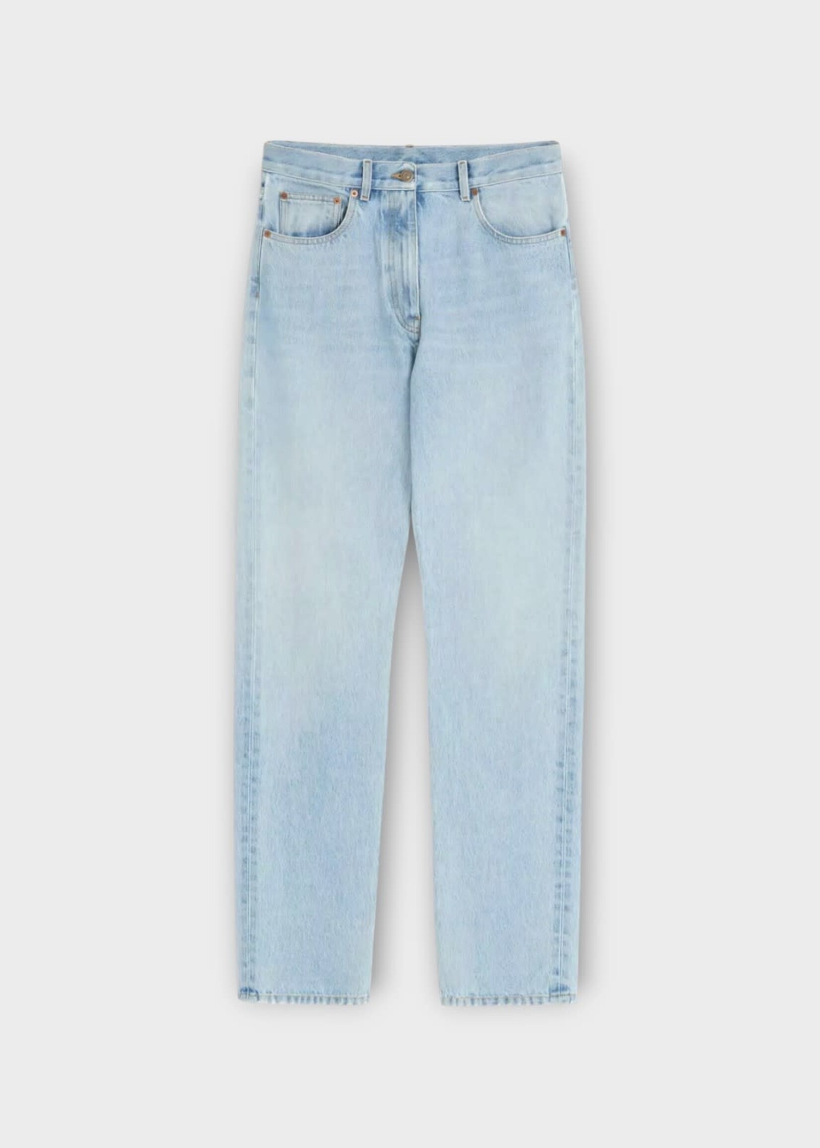 Valentino Valentino Jeans, Blue, Cotton Loose Fit Straight Leg Denim Pants In Light Blue #8