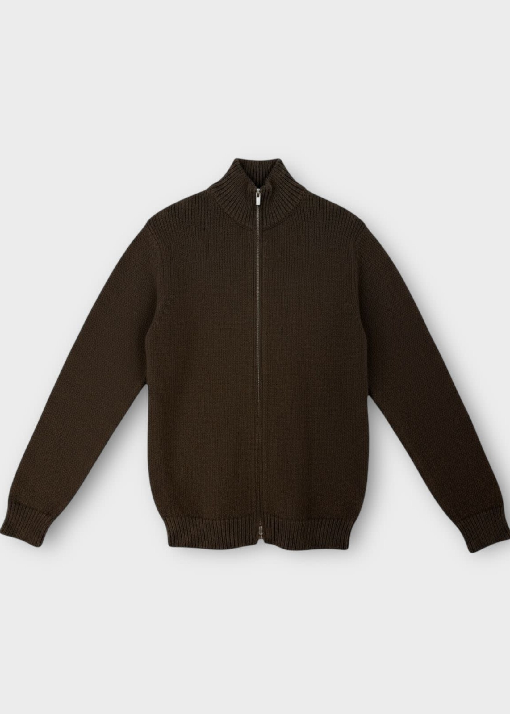 Massimo Alba Massimo Alba Jacket, Brown, Maxim Wool Zipped Up Bomber Sweater in Castoro