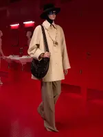 Valentino Valentino Trousers, Multi, Wool Wide Leg Pleated Pants In Avorio & Marrone #7