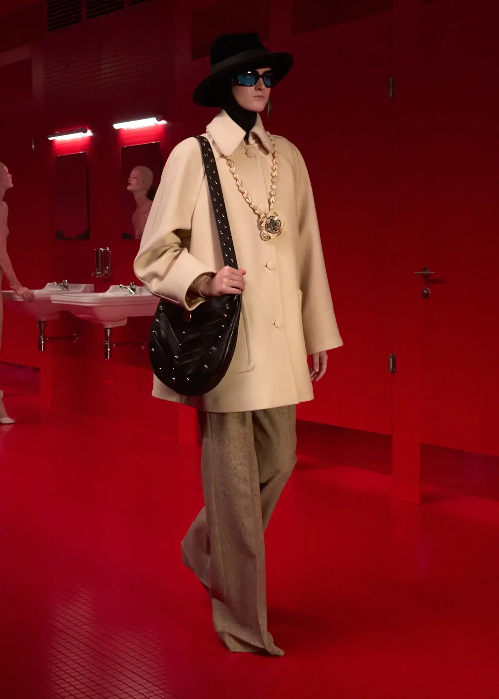 Valentino Valentino Trousers, Multi, Wool Wide Leg Pleated Pants In Avorio & Marrone #7