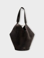 Khaite Khaite Bag, Brown, Lotus Suede Calf Leather Small Tote In Dark Brown