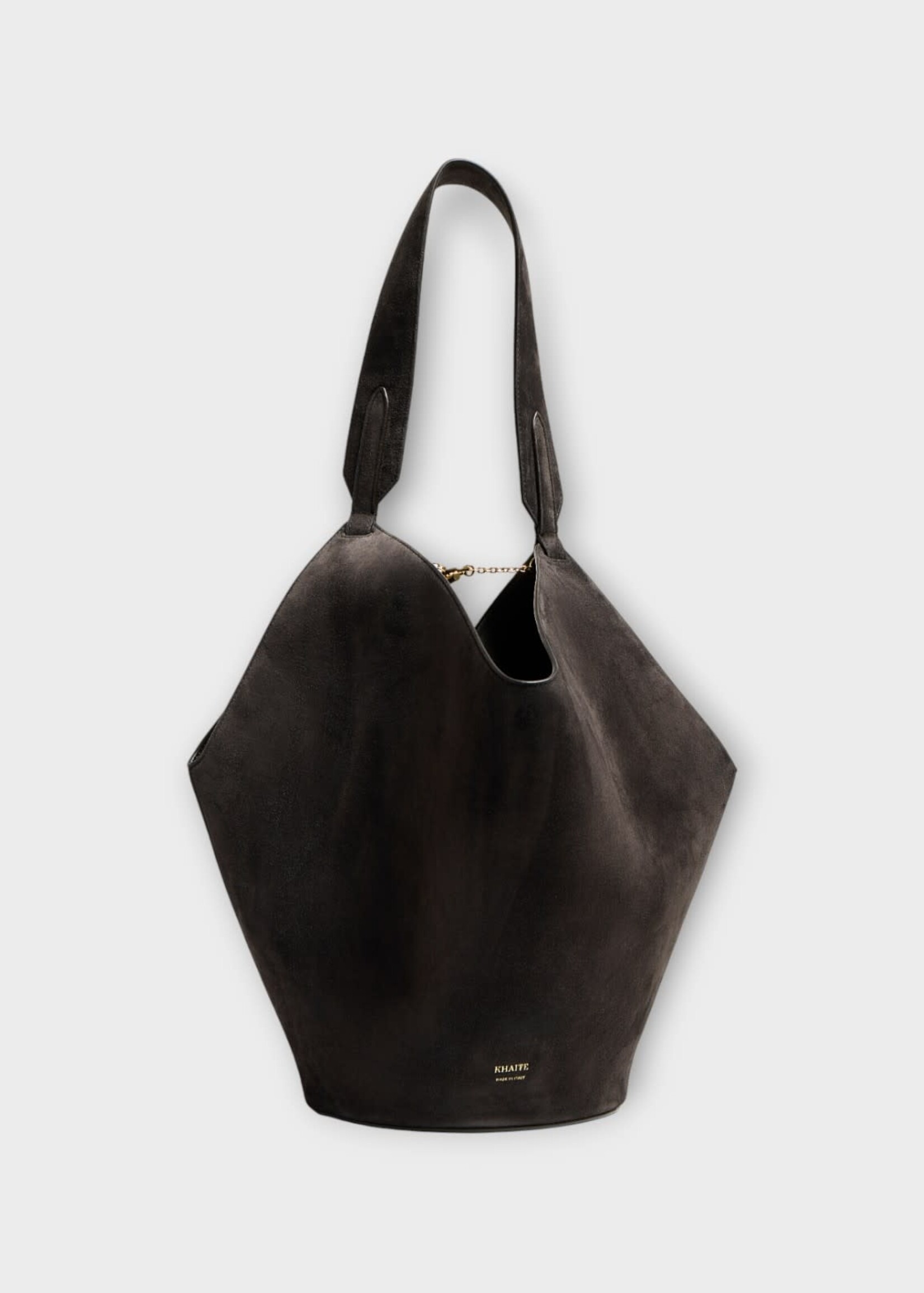 Khaite Khaite Bag, Brown, Lotus Suede Calf Leather Small Tote In Dark Brown