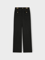 Celine Celine Trousers, Black, Wool Diagonal Triopmhe Pants w/ Flap Pockets