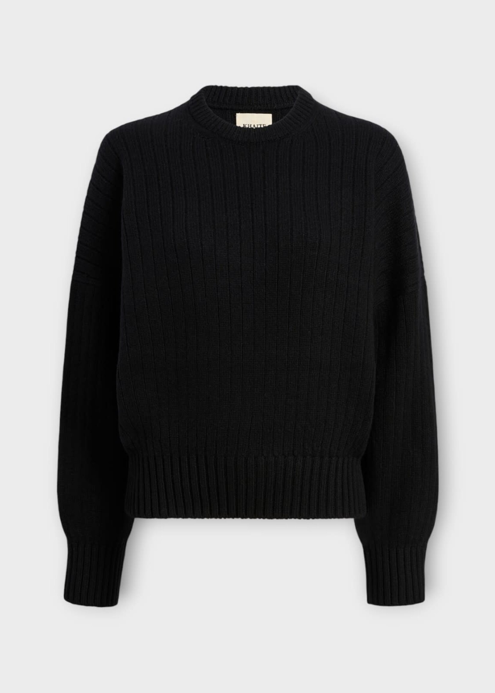 Khaite Khaite Knitwear, Black, Lennox Cashmere Ribbed Crew Neck Sweater In Black
