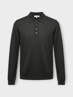 Massimo Alba Massimo Alba Polo, Black, Wool Long Sleeve Polo Sweater In Meteorite