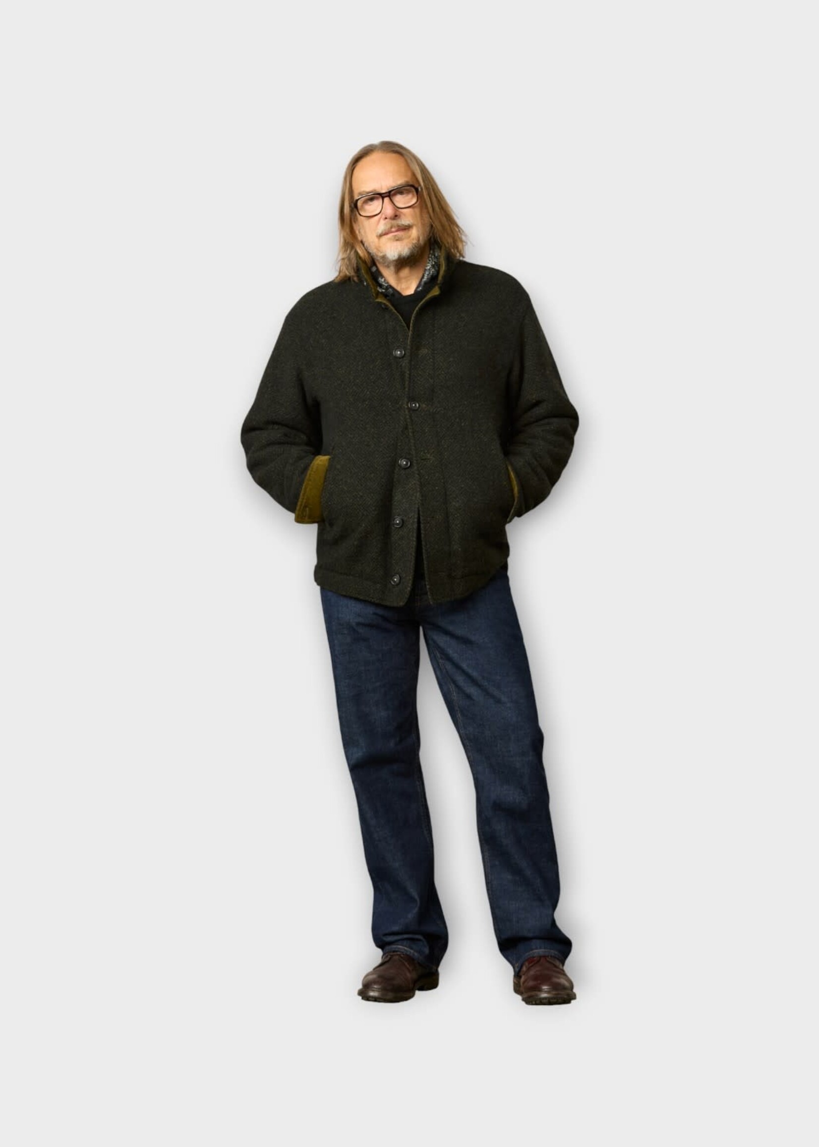 Massimo Alba Massimo Alba Jacket, Green, Marcos Wool Buttoned Jacket In Military Green w/ Herringbone Pattern