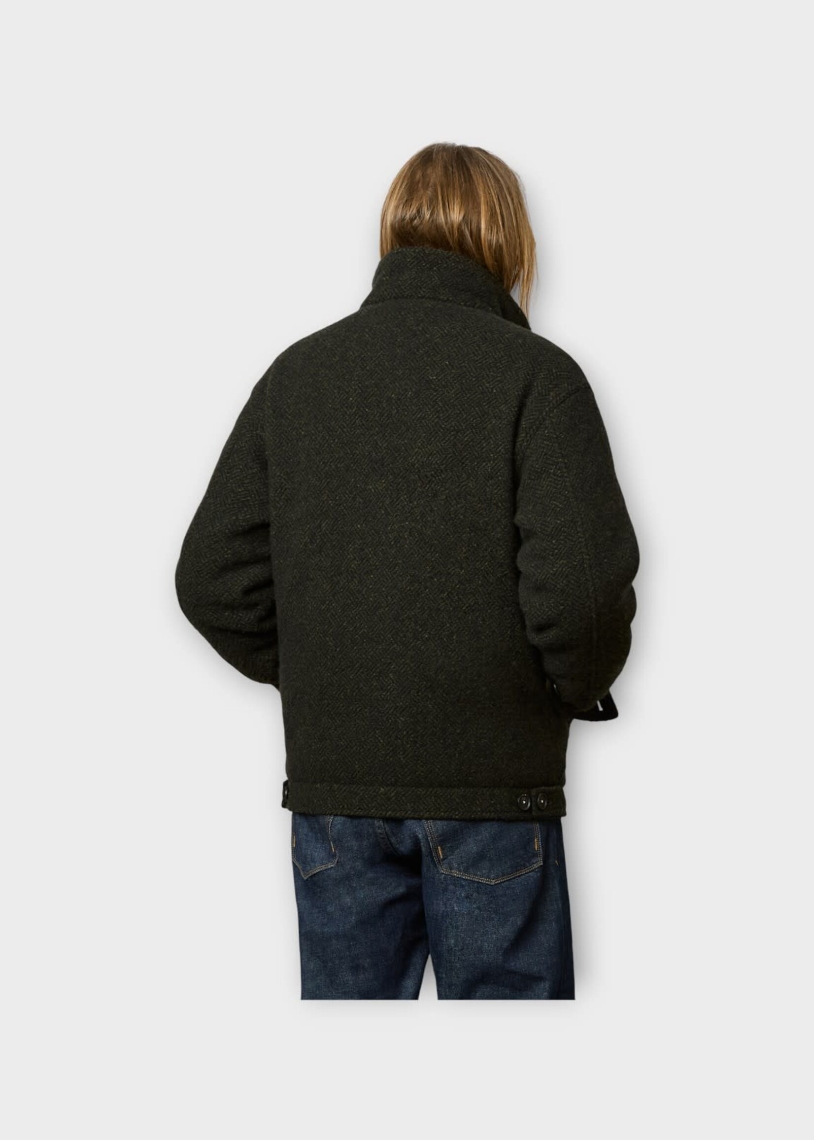 Massimo Alba Massimo Alba Jacket, Green, Marcos Wool Buttoned Jacket In Military Green w/ Herringbone Pattern