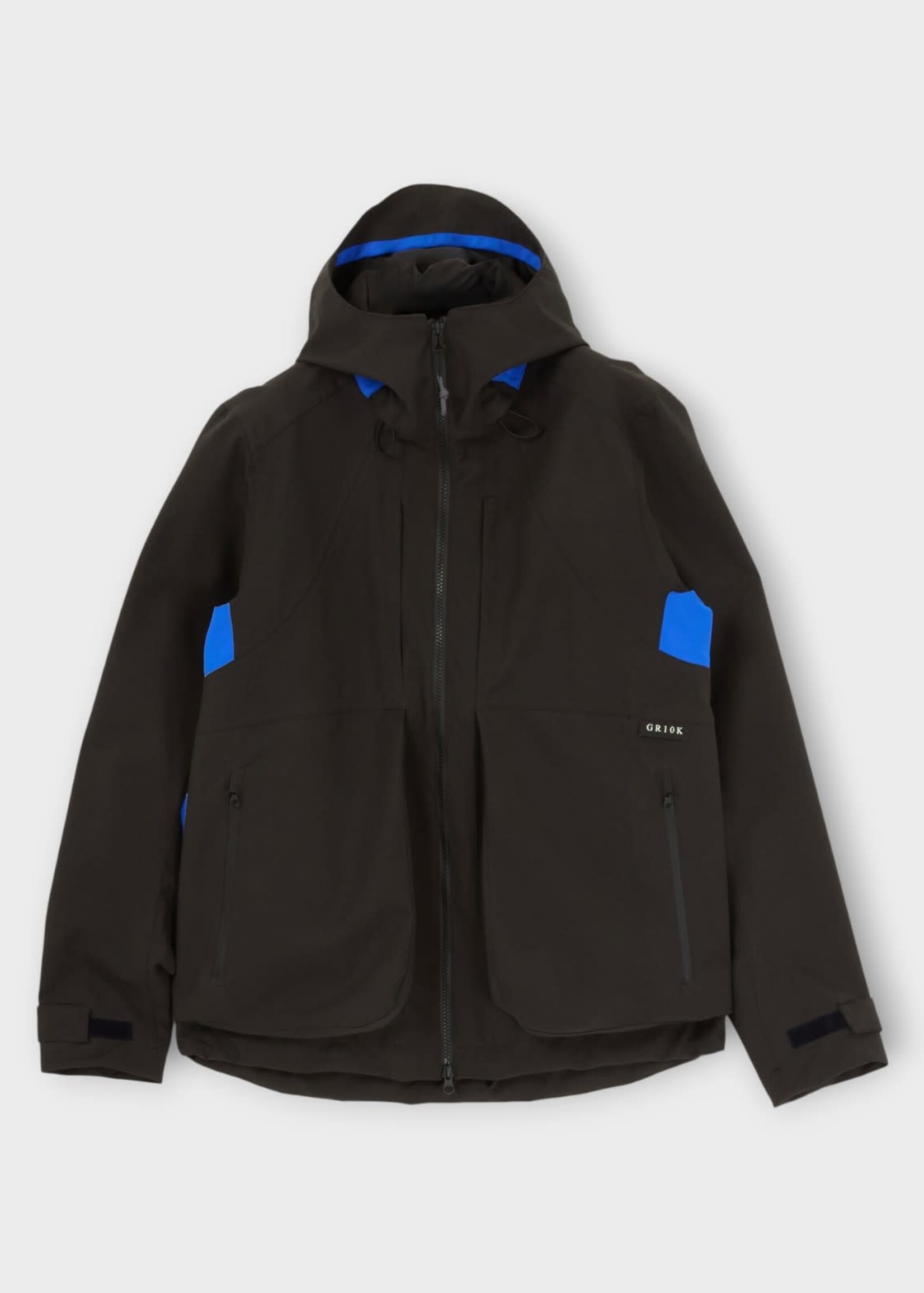 GR10K GR10K Jacket, Grey, High Neck Zipp Up Skeleton Shell II Hooded Jacket In Dark Soil Grey