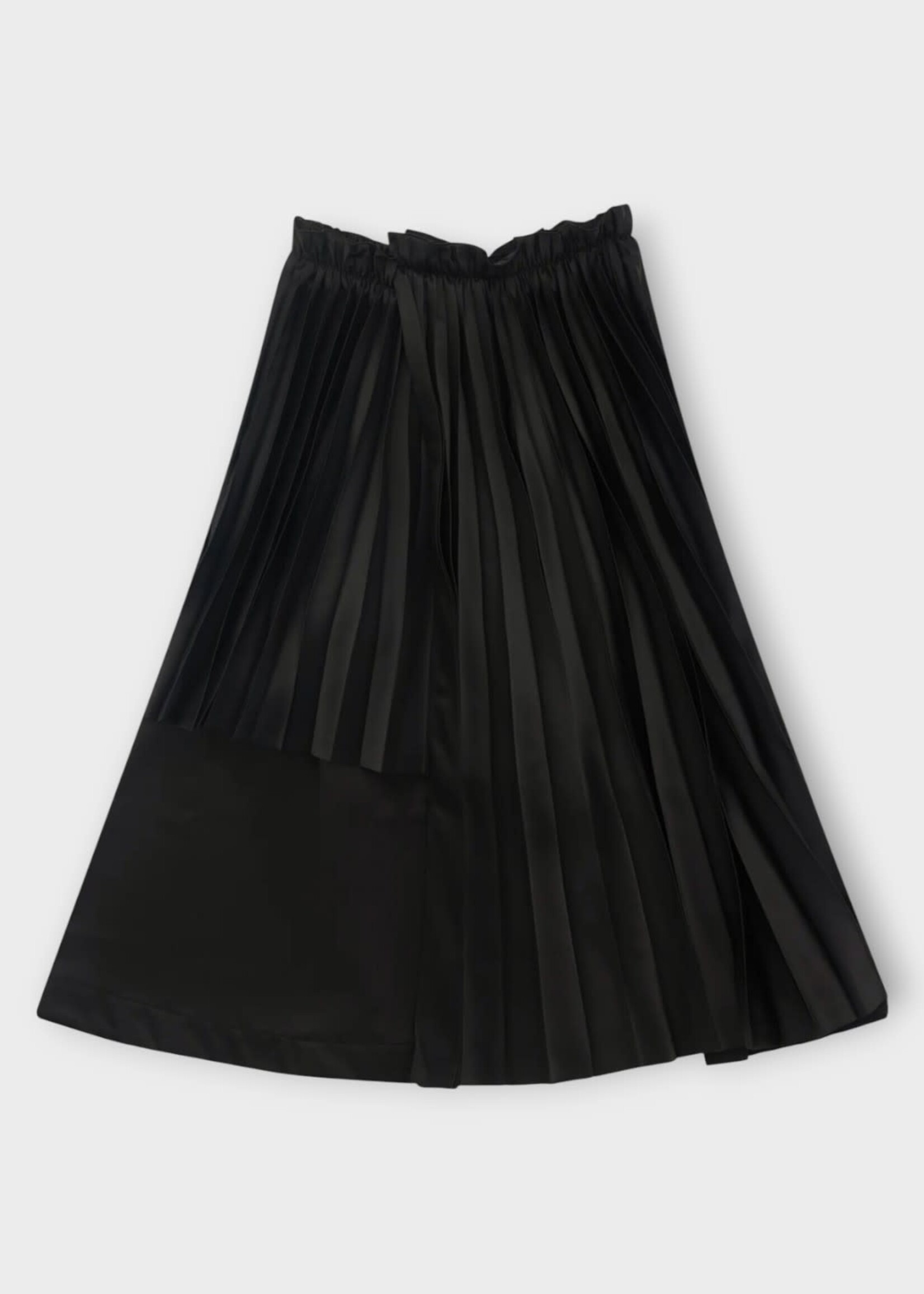 Noir Kei Ninomiya Noir Kei Ninomiya Skirt, Black, Satin & Tweed Pleated Midi Skirt