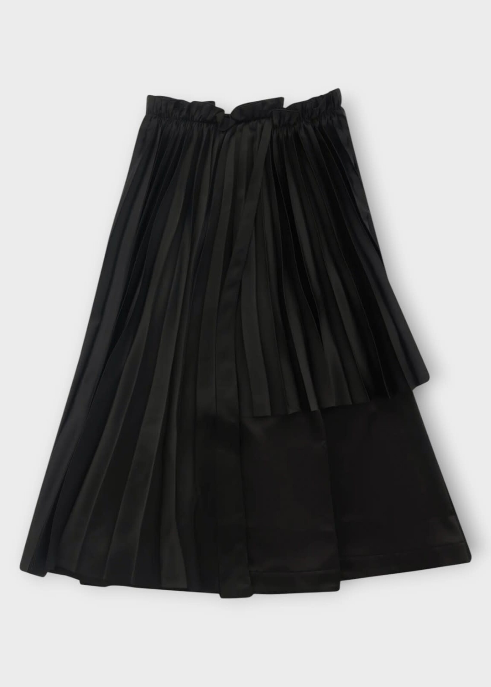 Noir Kei Ninomiya Noir Kei Ninomiya Skirt, Black, Satin & Tweed Pleated Midi Skirt