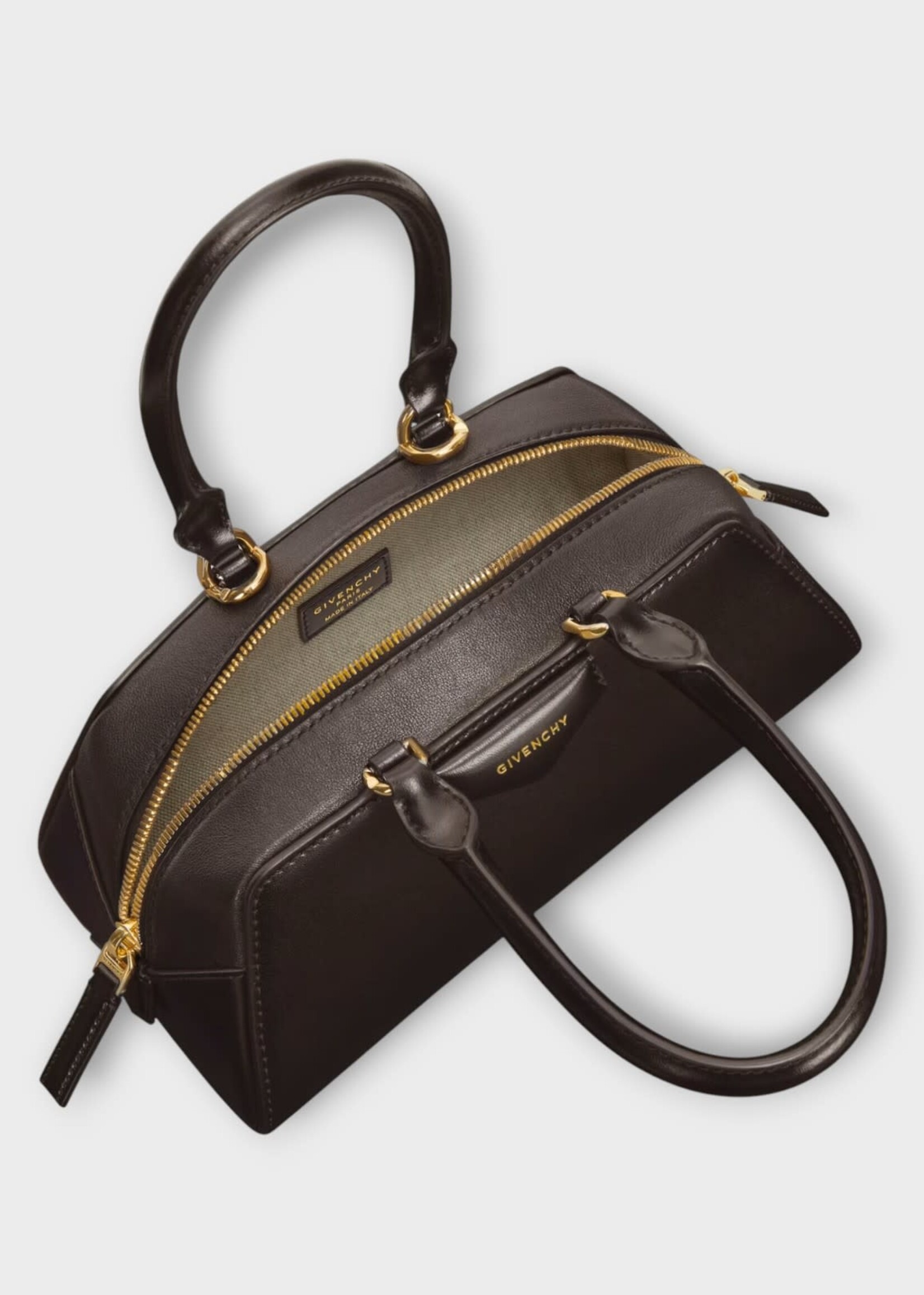 Givenchy Givenchy Bag, Brown, Antigona Leather East West Mini Bag In Chocolate w/ Top Handle