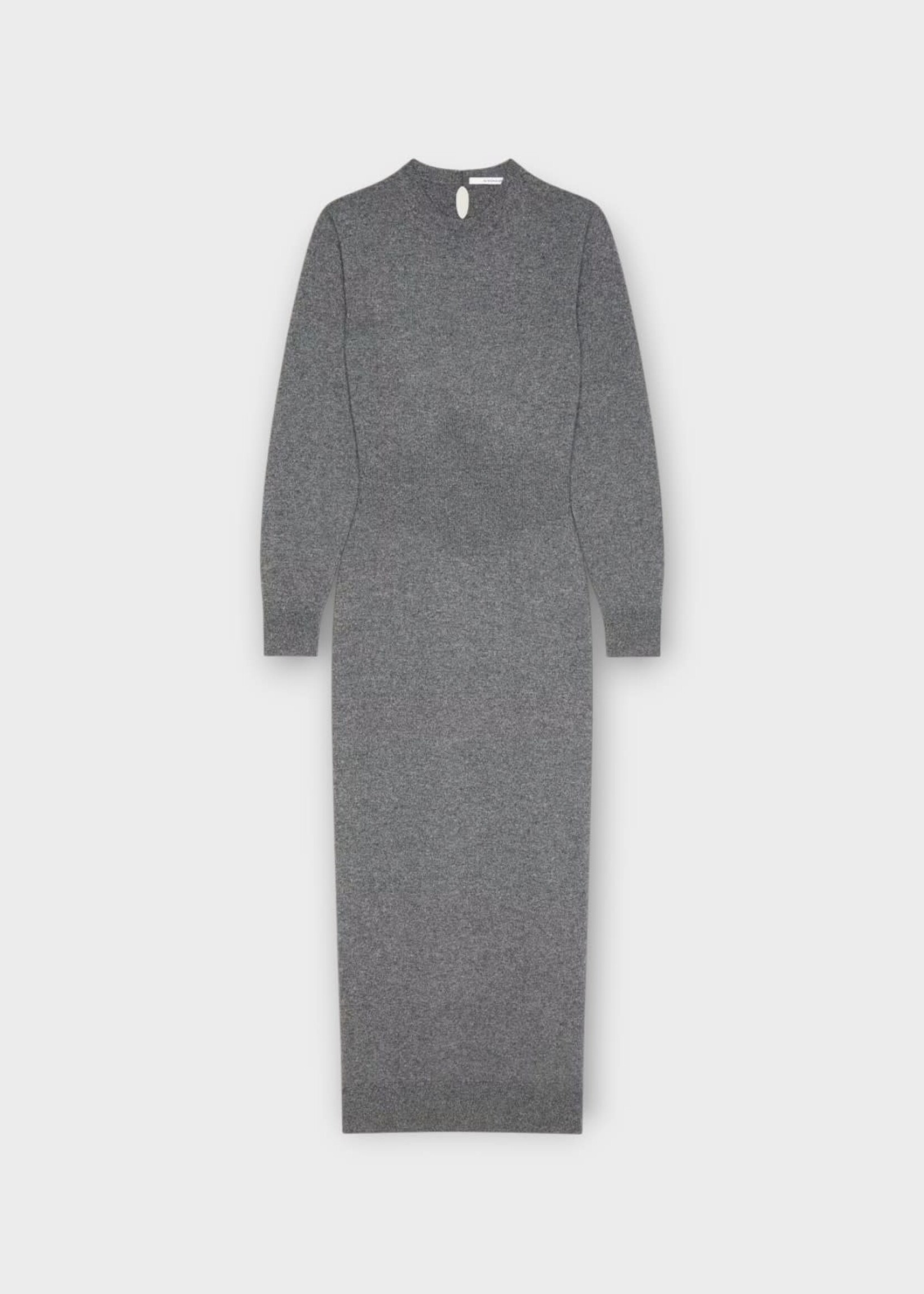 Givenchy Givenchy Dress, Grey, Cashmere Long Sleeves Slit Dress w/ Ribbed Waist