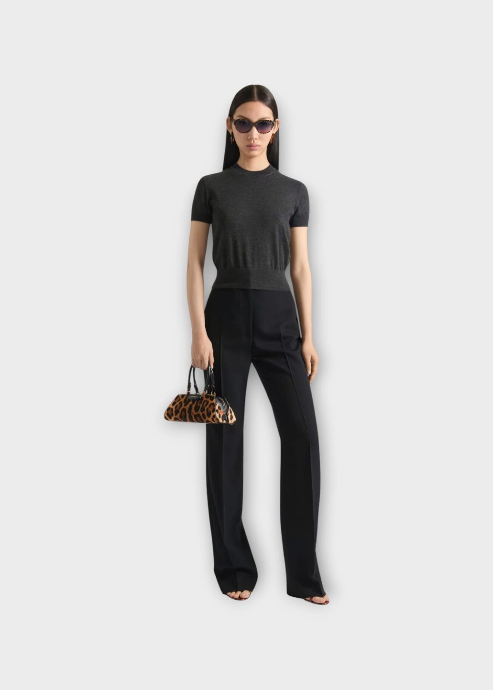 Givenchy Givenchy Knitwear, Grey, Cashmere Short Sleeves Sweater