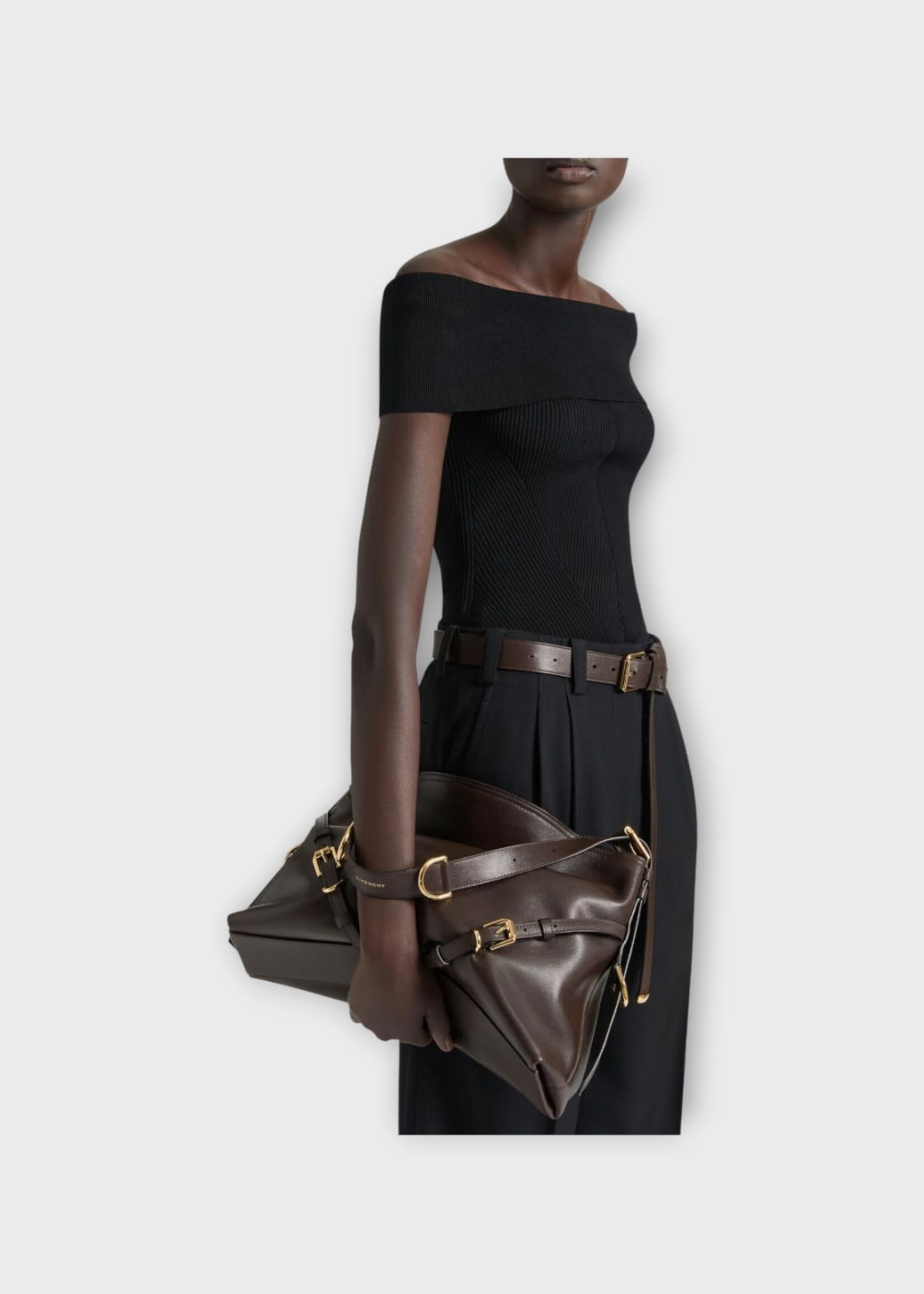 Givenchy Givenchy Bag, Brown, Calf Leather Voyou Medium Shoulder Bag In Chocolate