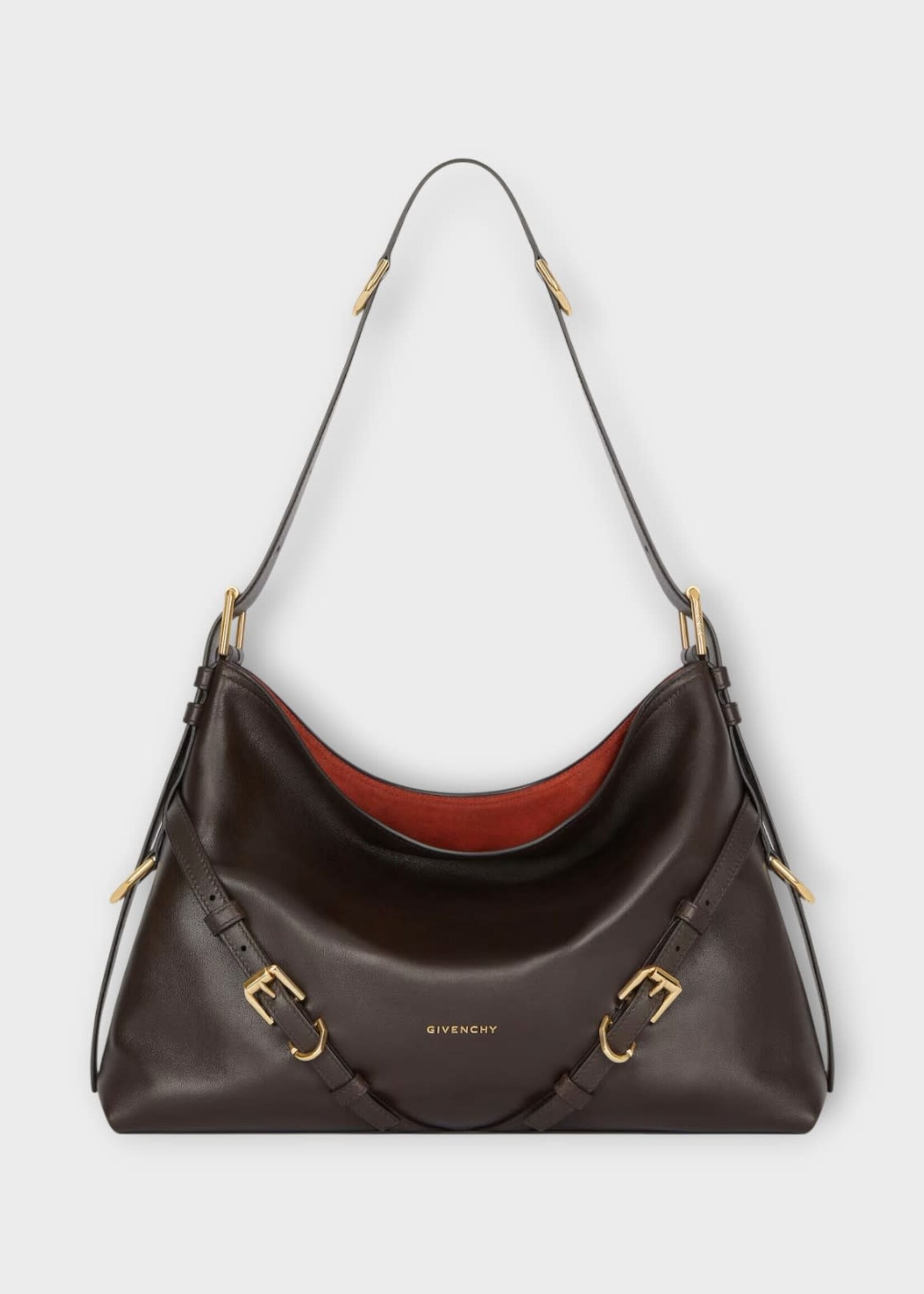 Givenchy Givenchy Bag, Brown, Calf Leather Voyou Medium Shoulder Bag In Chocolate