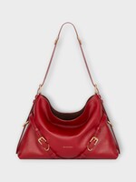 Givenchy Givenchy Bag, Red, Calf Leather Voyou Medium Shoulder Bag In Dark Red