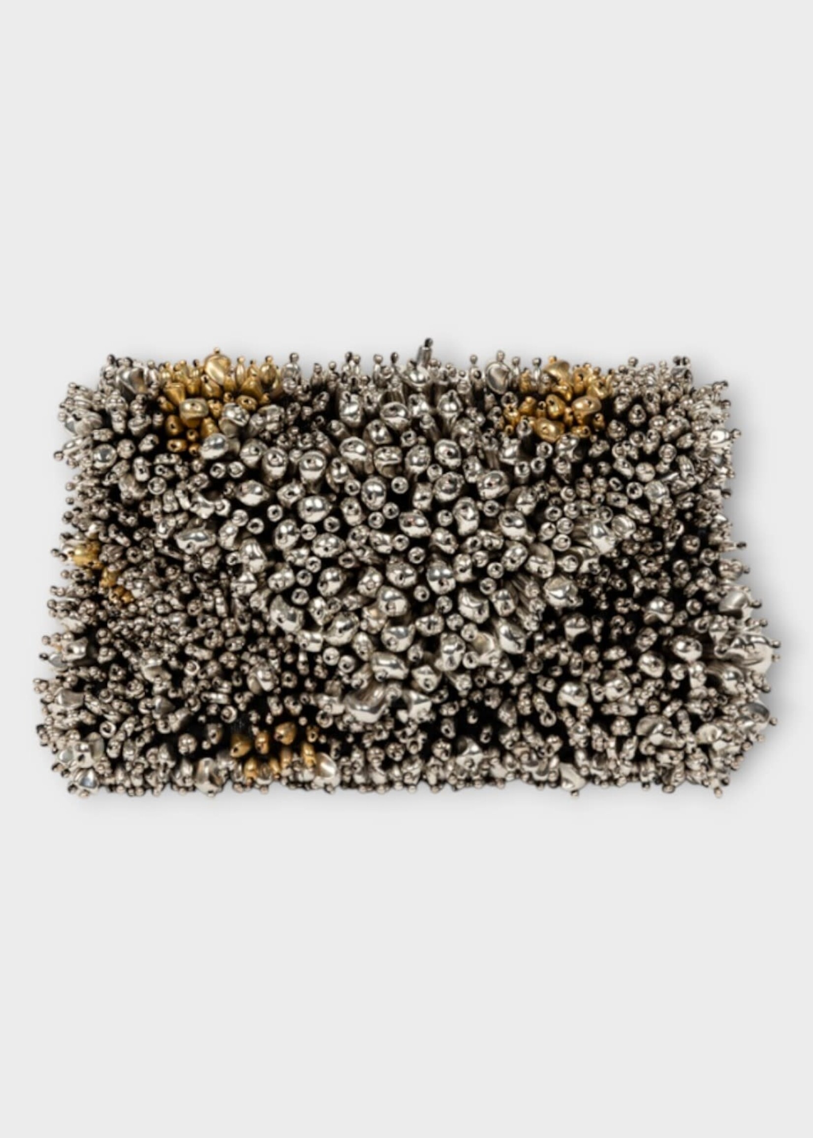 Dries Van Noten Dries Van Noten Bag, Silver, Beads Embelished Envelope Bag In Silver & Gold
