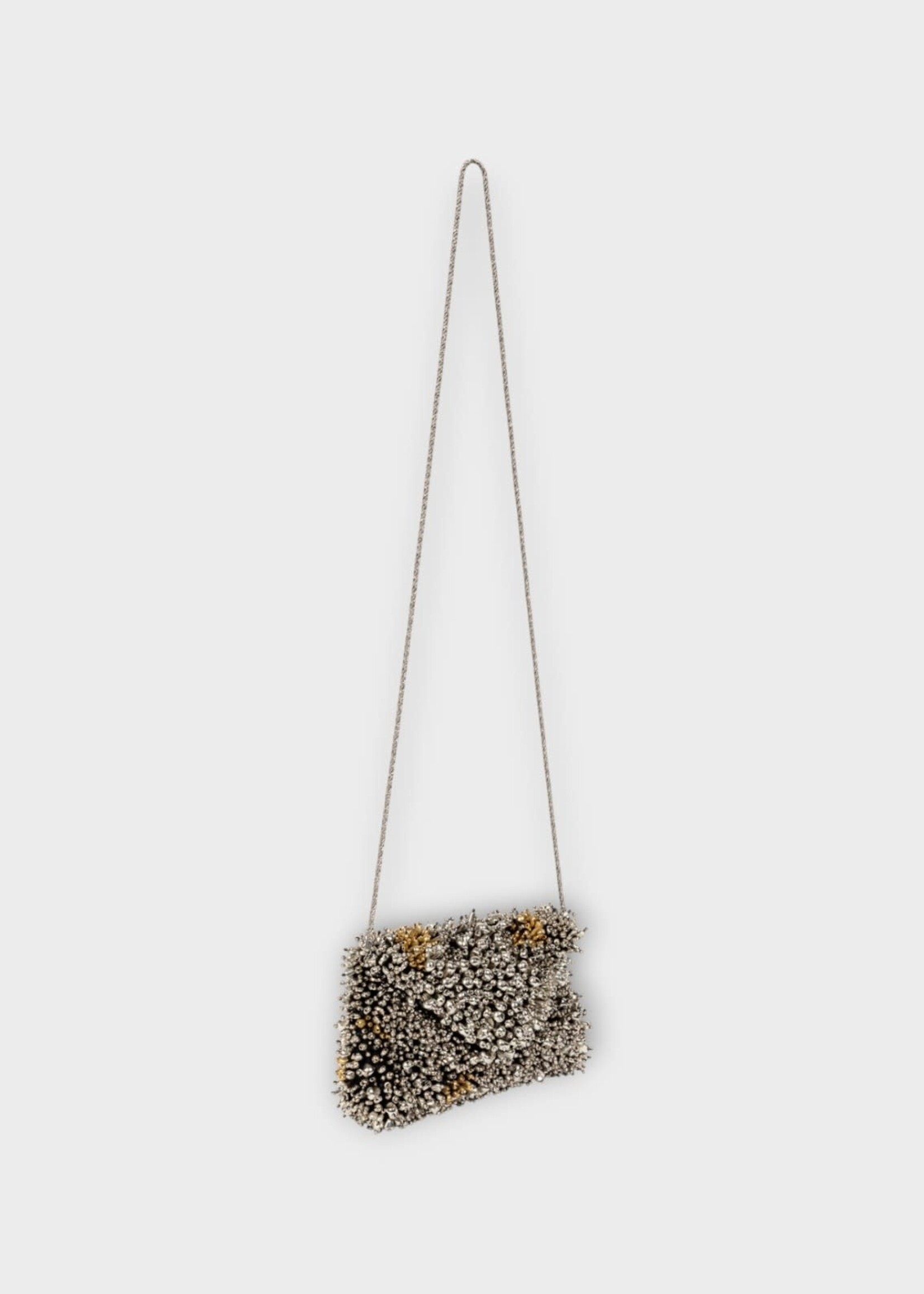 Dries Van Noten Dries Van Noten Bag, Silver, Beads Embelished Envelope Bag In Silver & Gold