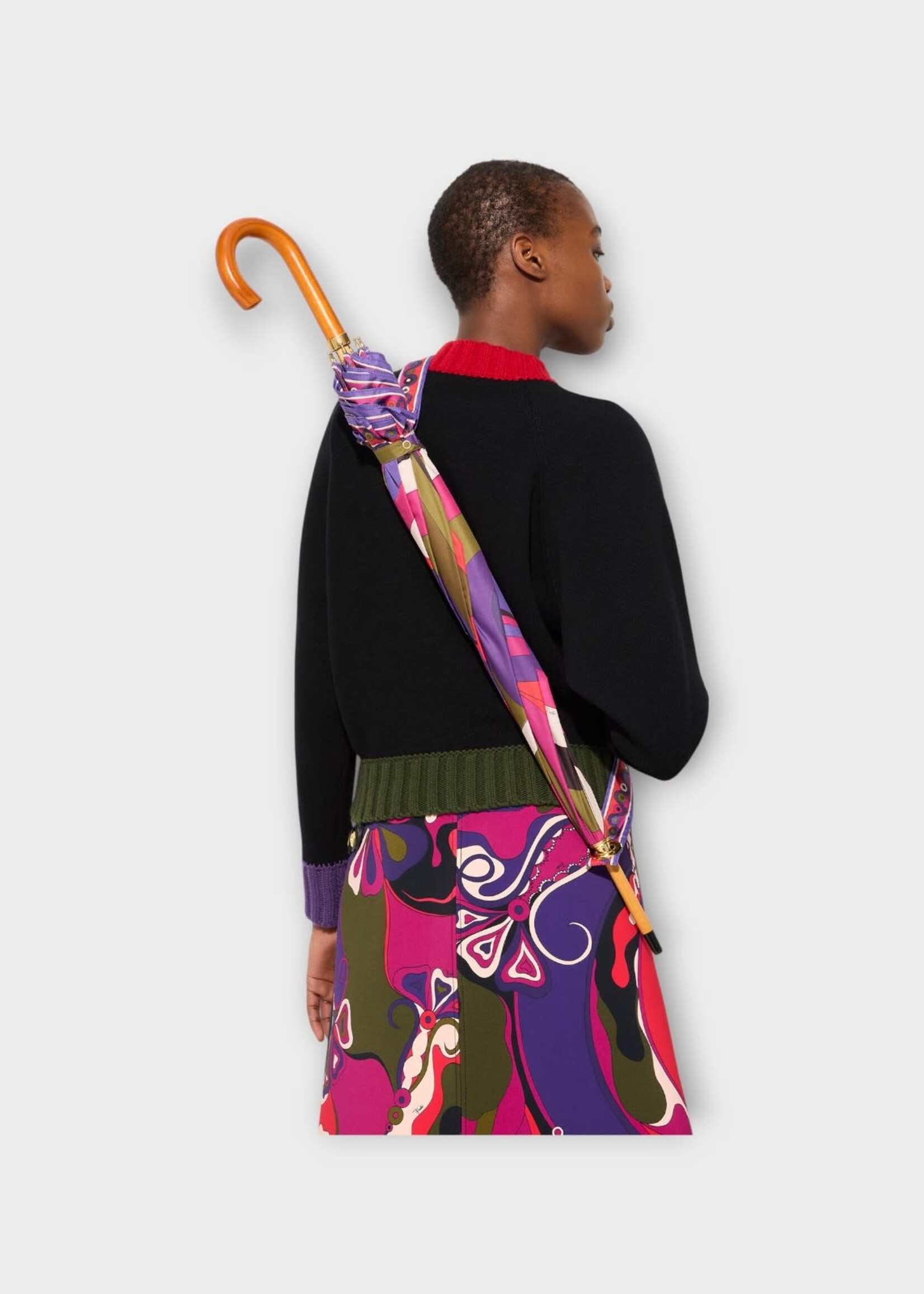 Pucci Pucci Accessory, Print, Natural Wood Handle In Multicolour w/ Iride Print