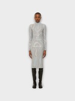 Pucci Pucci Top, Print, Jersey Lame' High Neck Long Sleeve Top In Silver w/ Marmo Print