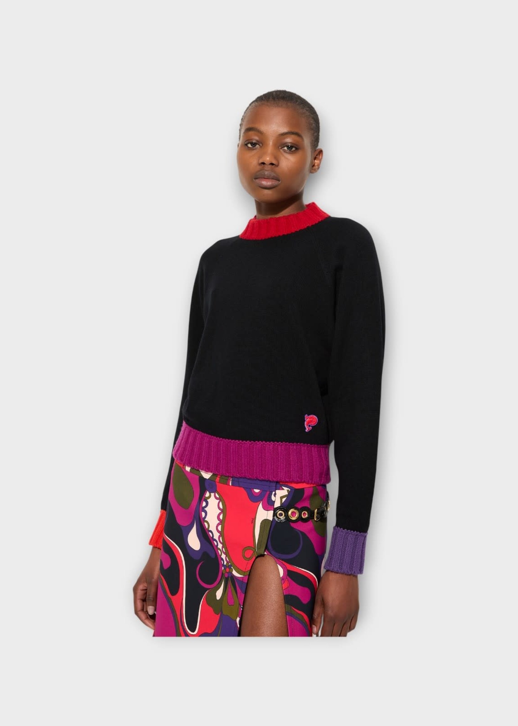Pucci Pucci Knitwear, Multi, Wool Basic Colorblock Sweater In Multicolour
