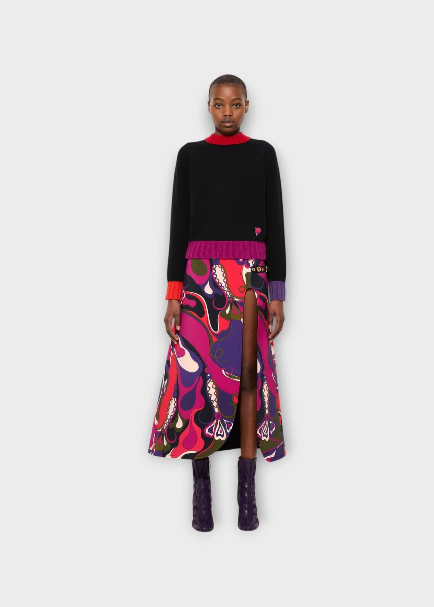 Pucci Pucci Knitwear, Multi, Wool Basic Colorblock Sweater In Multicolour