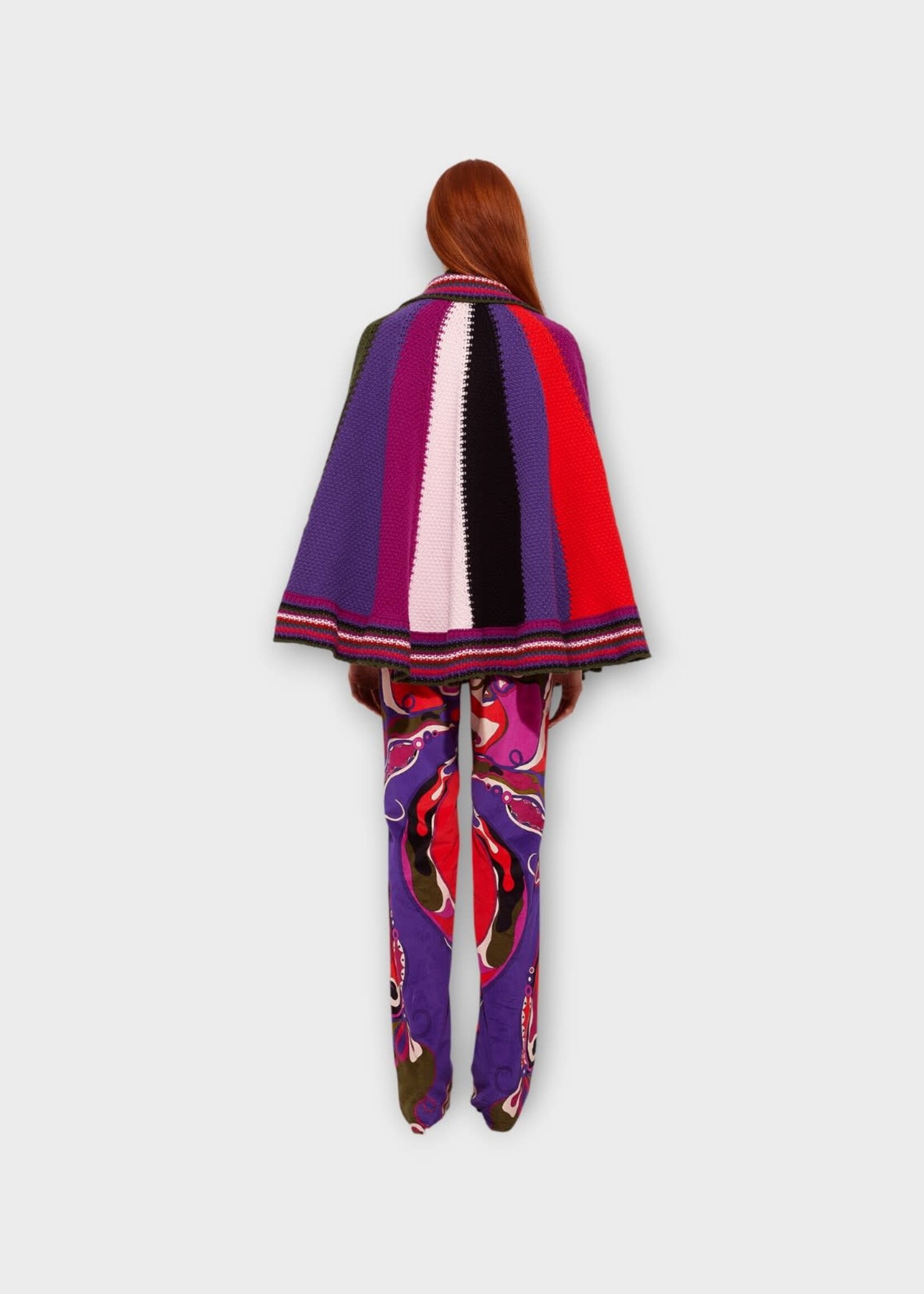 Pucci Pucci Knitwear, Multi, Wool Colorblock Cape In Multicolour