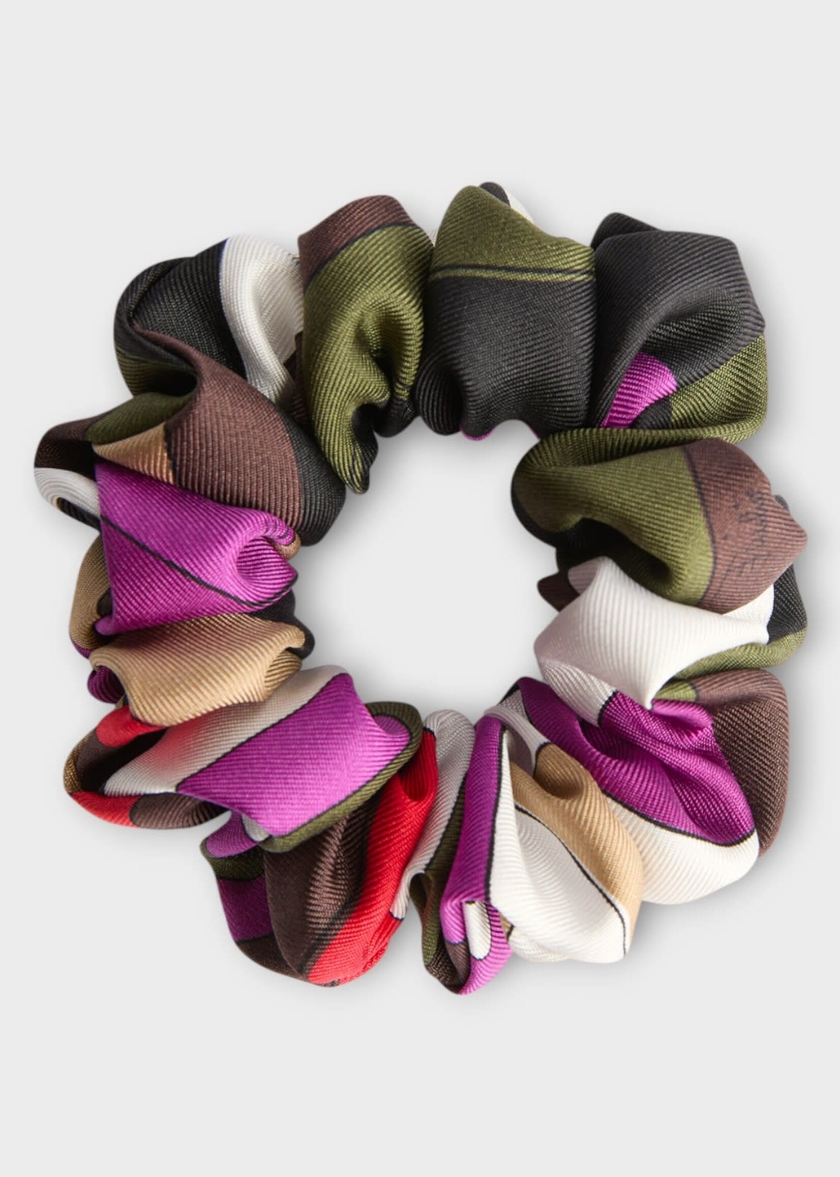 Pucci Pucci Hair Accessory, Print, Silk Twill Hair Tie In Nero & Fuxia w/ Iride Print